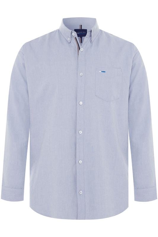 Plus Size Smart Shirts BadRhino Big & Tall Light Blue Long Sleeved Oxford Shirt