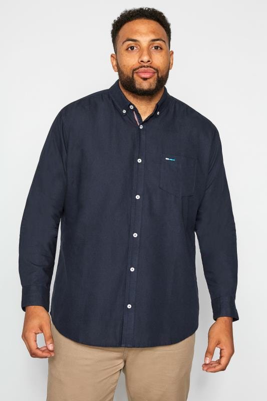 BadRhino Big & Tall Navy Blue Cotton Long Sleeved Oxford Shirt_f881.jpg