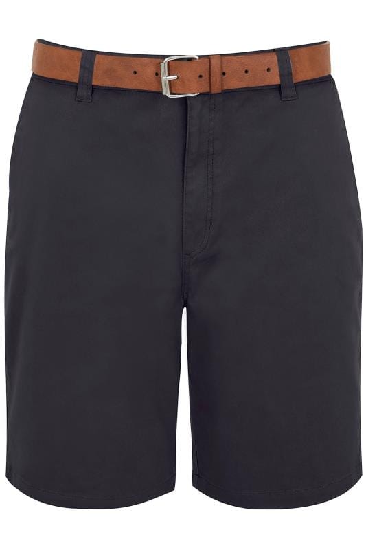 BadRhino Navy Blue Five Pocket Chino Shorts With Belt_4175.jpg
