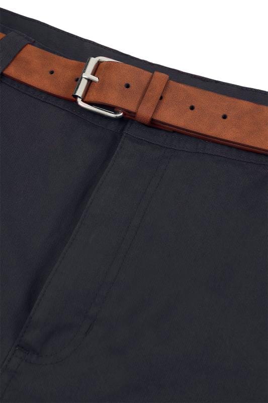 BadRhino Navy Blue Five Pocket Chino Shorts With Belt_c5b1.jpg