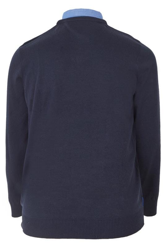 Download BadRhino Navy Jumper With Blue Mock Shirt Collar, Sizes L to 8XL