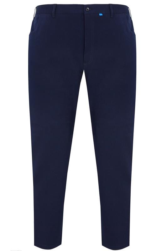 BadRhino Big & Tall Navy Blue Smart Straight Leg Stretch Trousers With 5 Pockets 3