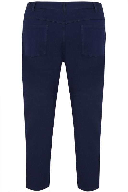 BadRhino Big & Tall Navy Blue Smart Straight Leg Stretch Trousers With 5 Pockets 4