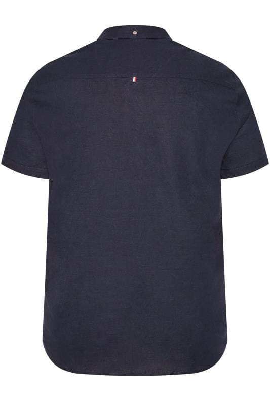 BadRhino Big & Tall Navy Blue Linen Mix Shirt_219d.jpg