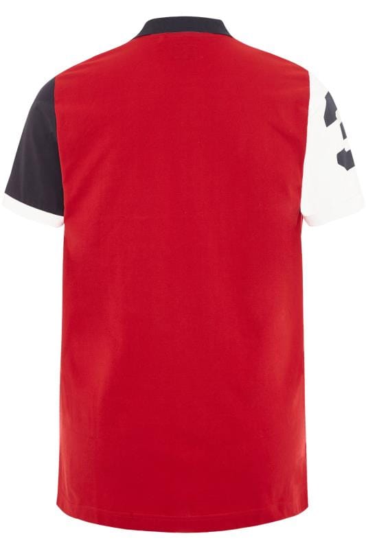 BadRhino Big & Tall Red Colour Block Polo Shirt_4b13.jpg