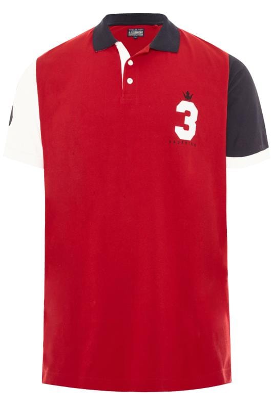 Plus Size Polo Shirts BadRhino Red Colour Block Polo Shirt