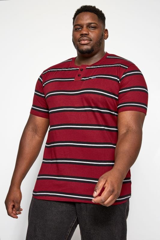BadRhino Big & Tall Red Striped Grandad T-Shirt_019d.jpg
