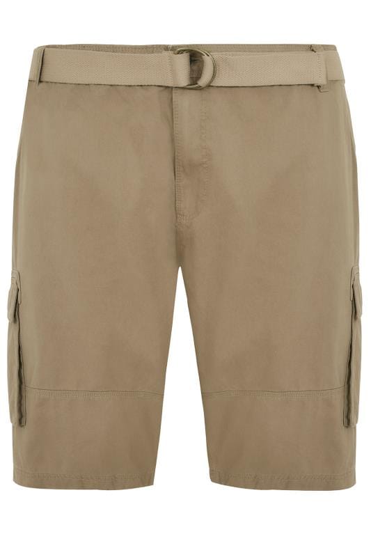 BadRhino Stone Brown Cargo Shorts With Canvas Belt 1