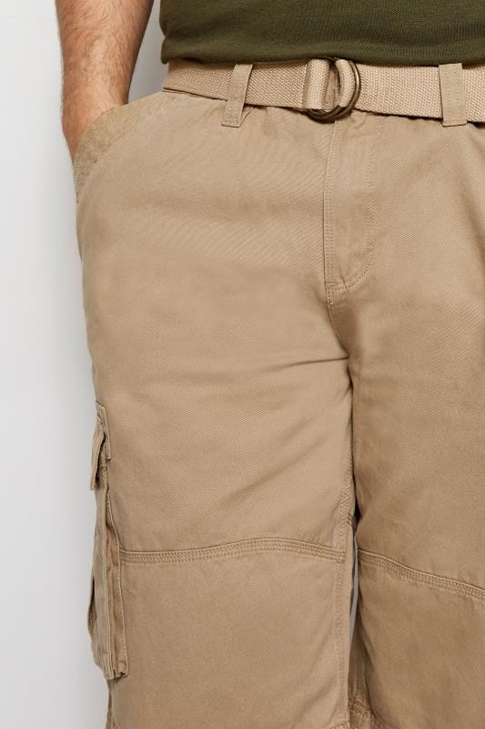 BadRhino Stone Brown Cargo Shorts With Canvas Belt 6