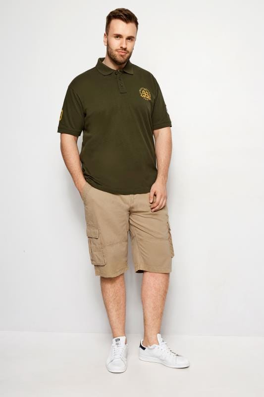 BadRhino Stone Brown Cargo Shorts With Canvas Belt 3