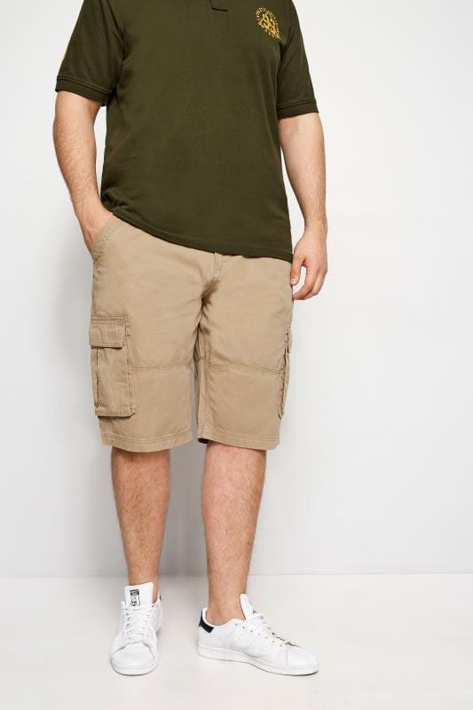 BadRhino Stone Brown Cargo Shorts With Canvas Belt 2