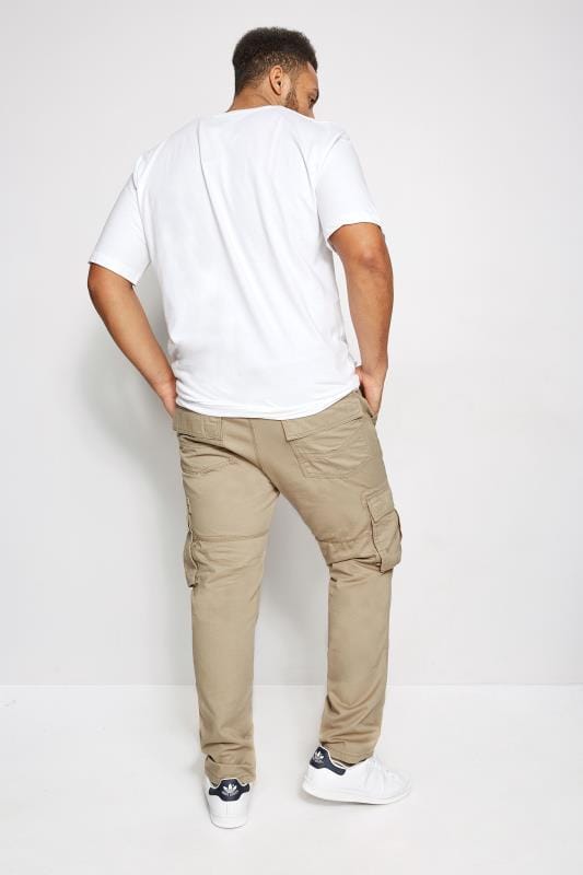BadRhino Stone Brown Cargo Trousers With Utility Pockets & Canvas Belt_2ee9.jpg