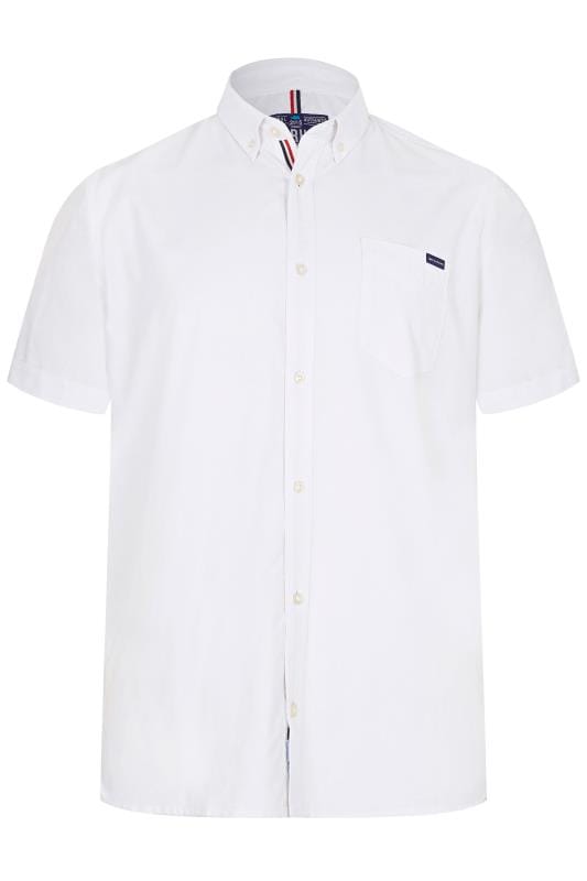 BadRhino White Cotton Short Sleeved Oxford Shirt Extra large sizes L to ...