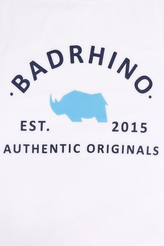 Badrhino White Crew Neck Logo T Shirt Extra Large Sizes L To 8xl Badrhino 0718