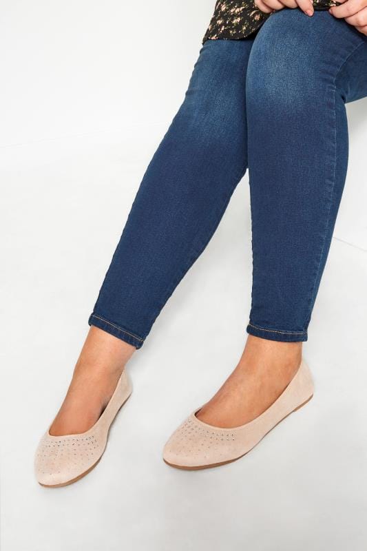 Plus Size Nude Wide Width Flats | Yours 