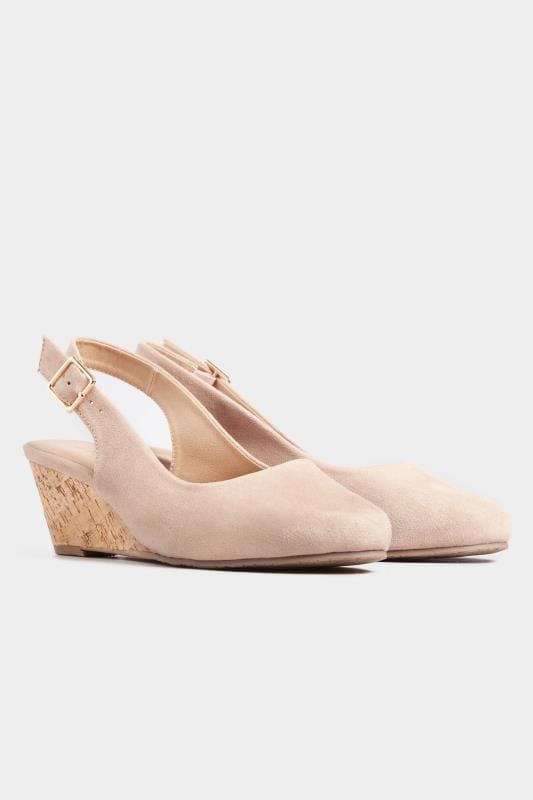 wide fit nude wedges