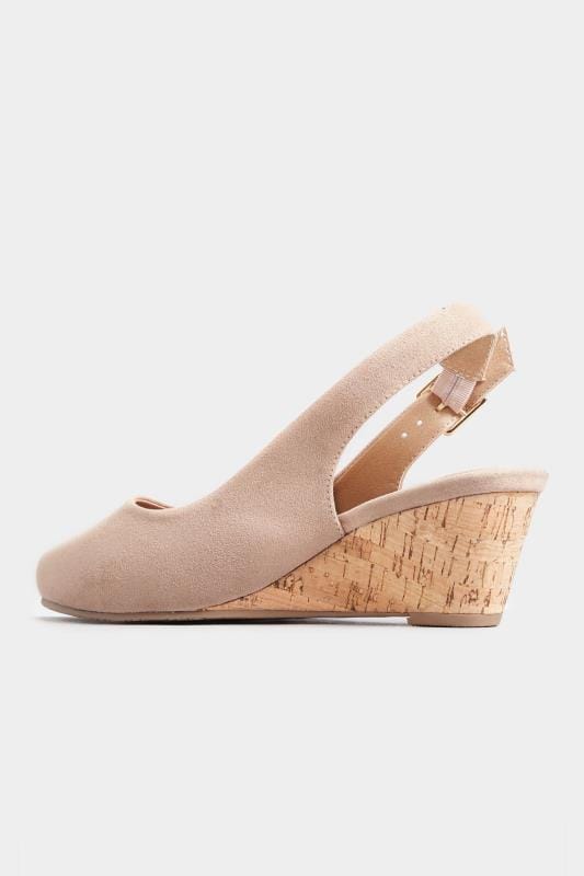 Nude Slingback Wedges In Extra Wide Fit 