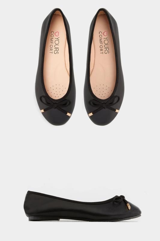 Black Ballerina Pumps In Extra Wide Fit 