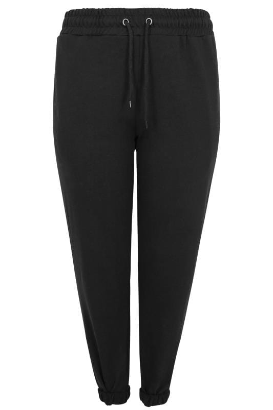 Black Basic Cuffed Joggers, Plus size 16 to 36 | Yours Clothing
