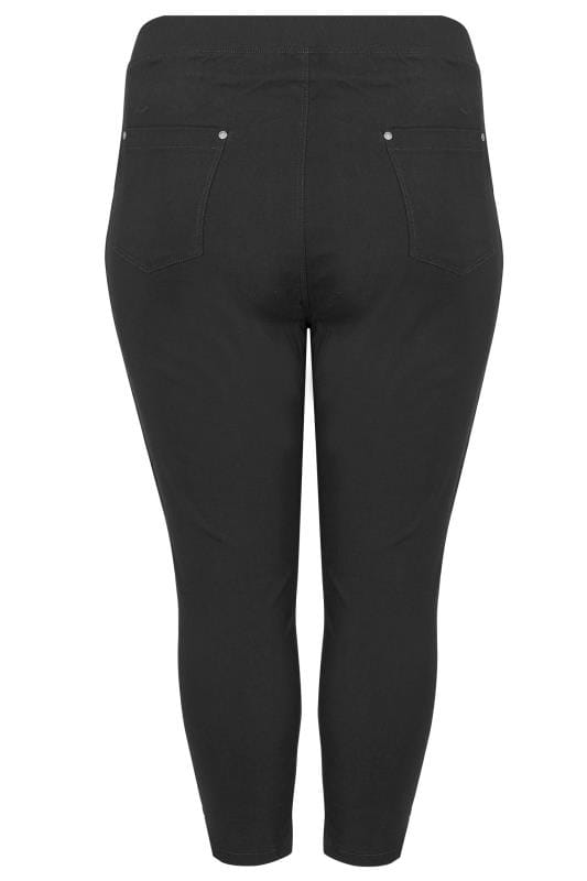 Curve Black Bengaline Cropped Pull On Trousers 4