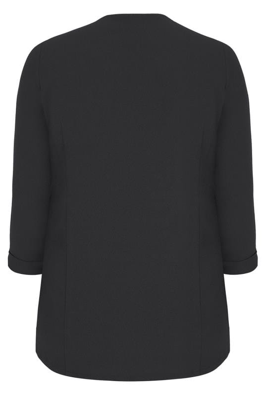 Black Bubble Crepe Blazer Jacket With Zip Pockets, Plus size 16 to 36 ...