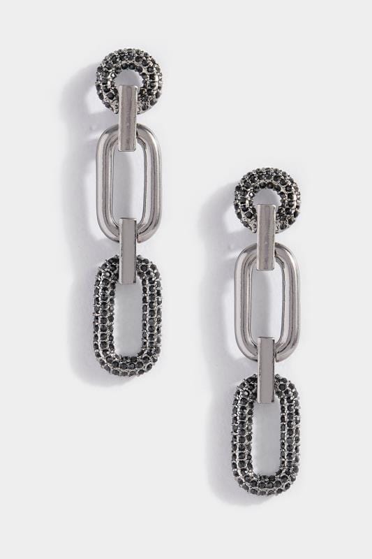 Plus Size Jewellery Black Chain Link Earrings