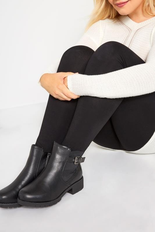 Black Chelsea Buckle Ankle Boots In 