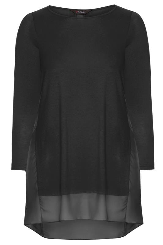 Black Chiffon Godet Top | Yours Clothing