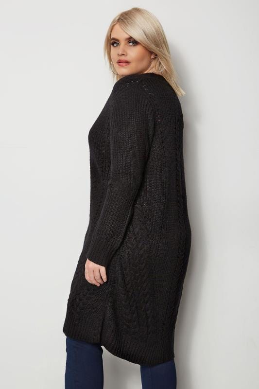 NEW SIZES 16 20 22/24 YOURS BLACK LONG SLEEVE KNITTED JUMPER DRESS