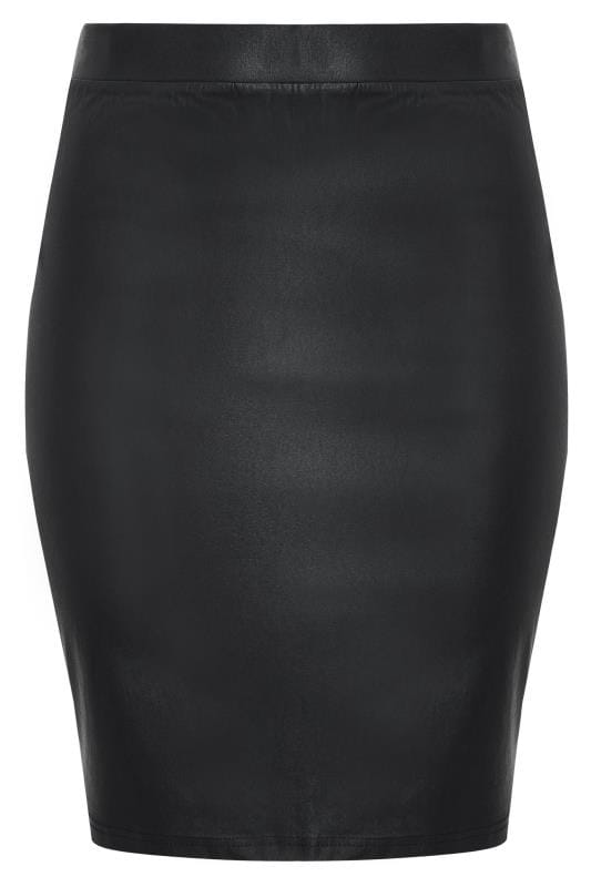 Black Coated Bengaline Skirt | Yours Clothing 4