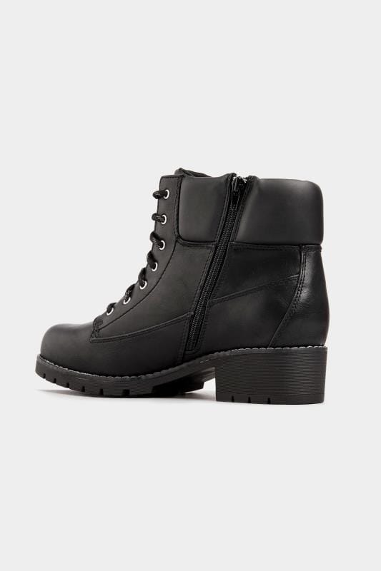 Black Combat Lace Up Ankle Boots In Extra Wide Fit_c6b7.jpg