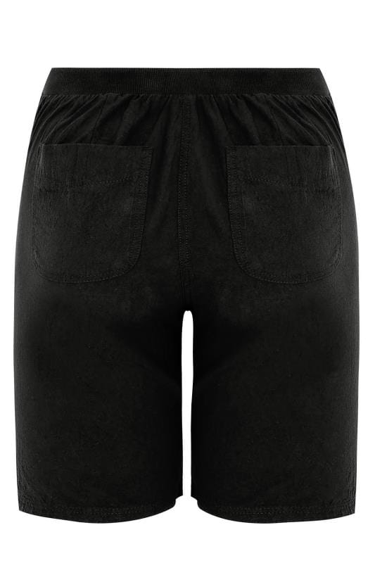 Black Cool Cotton Pull On Shorts, plus size 16 to 36 | Yours Clothing