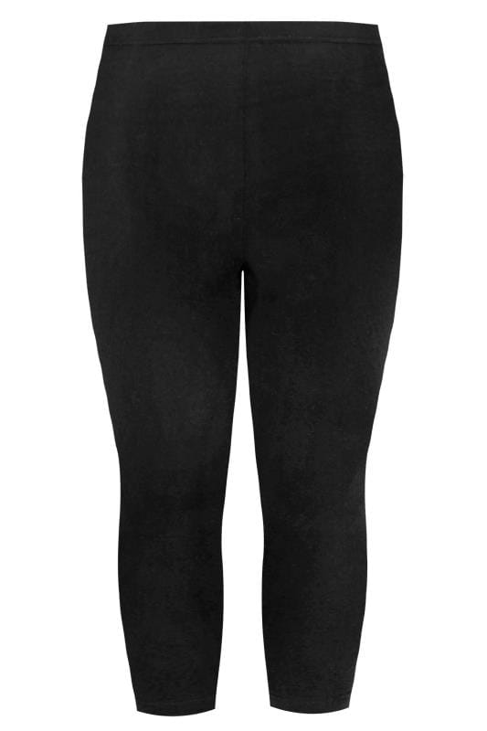 Plus Size Black Cotton Cropped Leggings | Yours Clothing 4