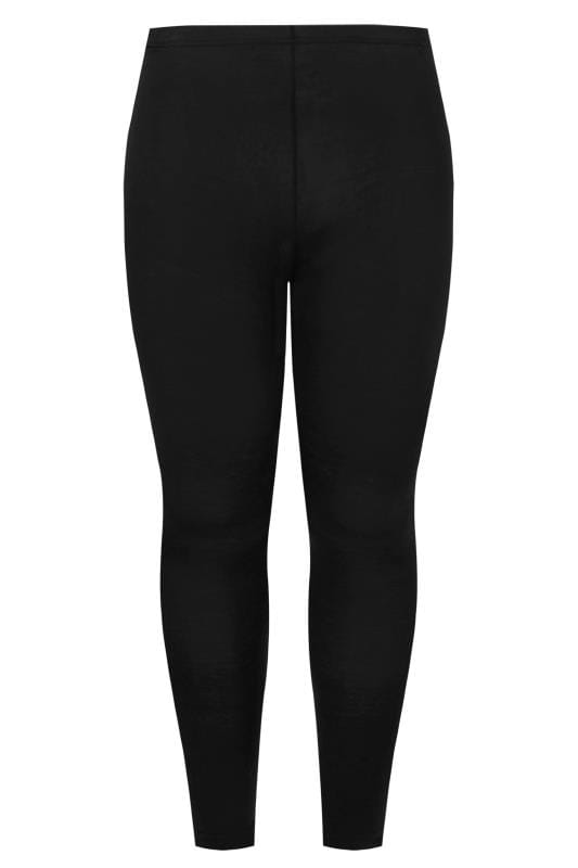 Plus Size Black Cotton Essential Stretch Leggings | Yours Clothing 4