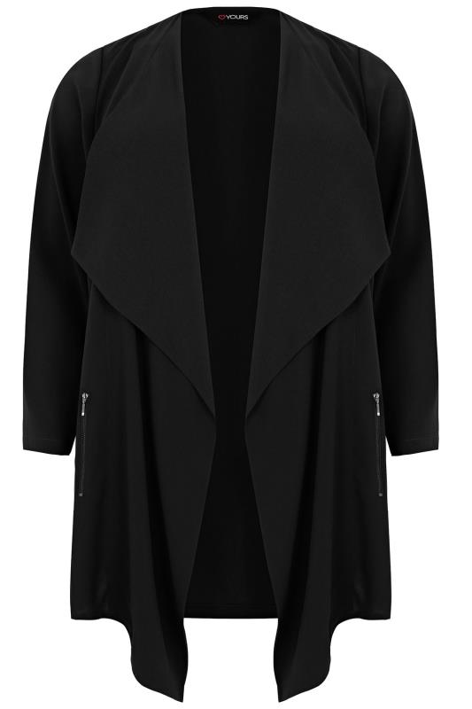 black waterfall jacket plus size