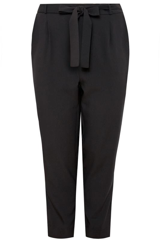 Black Crepe Tapered Trousers, plus size 16 to 36  3
