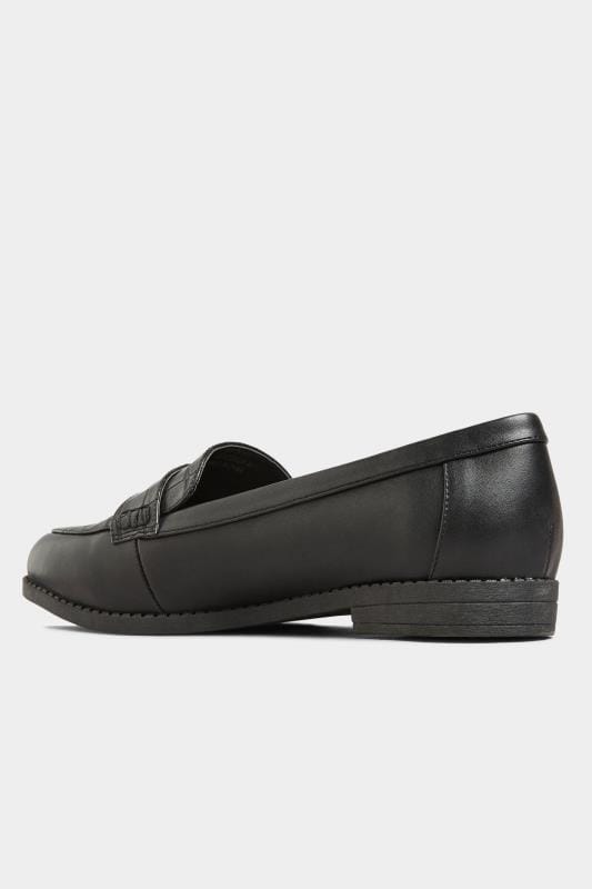 Black Croc Loafers In Extra Wide Fit 