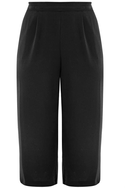 Black Crepe Cropped Trousers | Yours Clothing