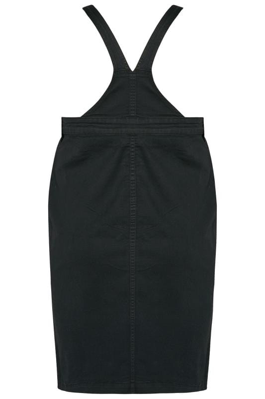 plus size black denim pinafore dress