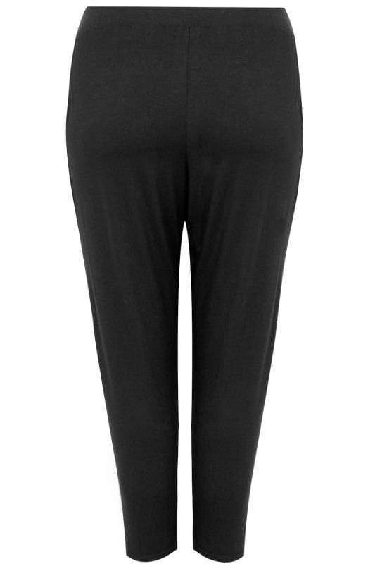 Plus Size Black Double Pleat Jersey Stretch Joggers | Yours Clothing 6