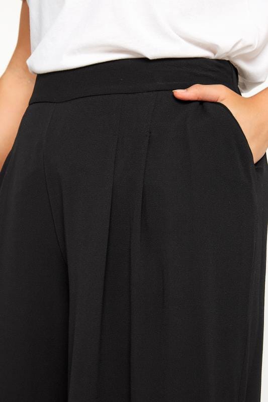 Black Double Pleated Culottes | Yours Clothing