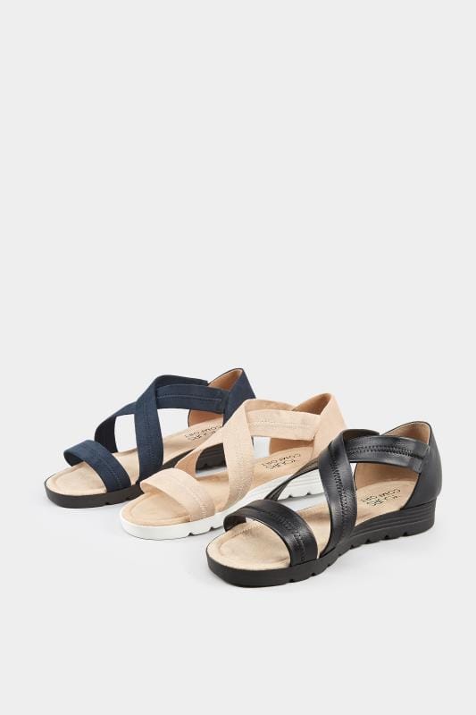 Black Closed Back Cross Over Sandals In Extra Wide Fit | Yours Clothing
