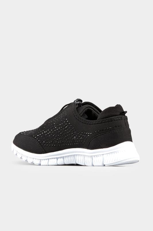 Black Embellished Trainers In Wide E Fit & Extra Wide EEE Fit | Yours Clothing 4