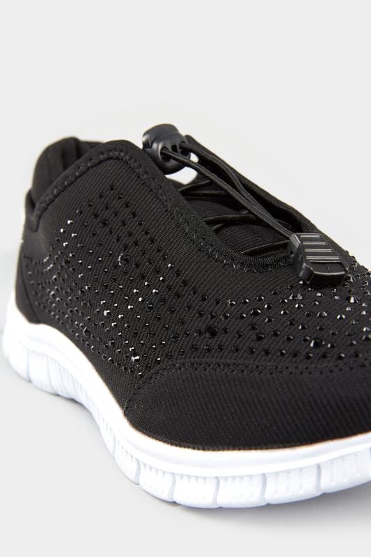 Black Embellished Trainers In Extra Wide EEE Fit 5