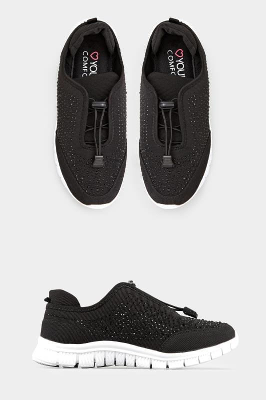 Black Embellished Trainers In Extra 