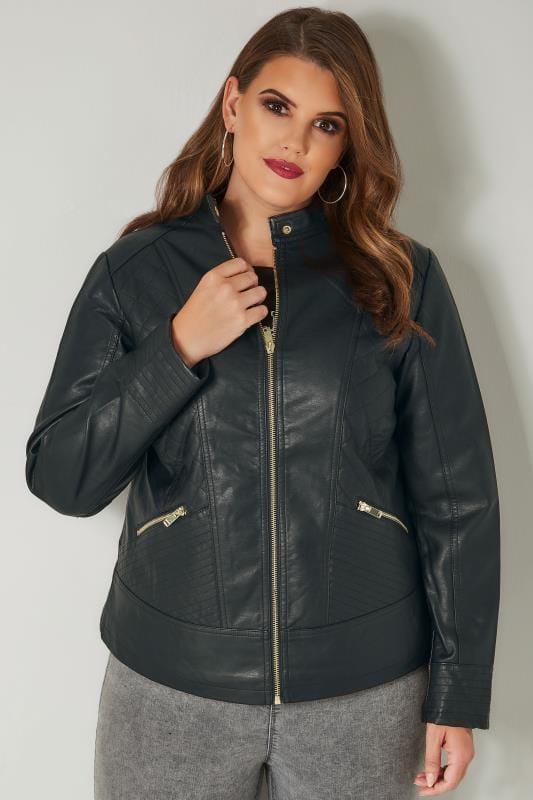 Black Faux Leather Quilted Jacket Plus Size 16 To 36 Yours Clothing 5756