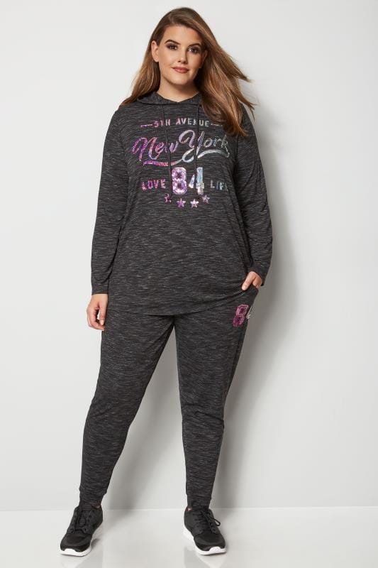 black sequin joggers plus size