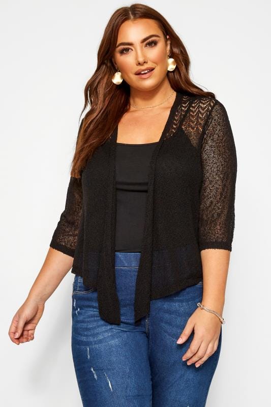 YOURS LONDON Black Floral Lace Shrug, plus size 16 to 36 | Yours Clothing