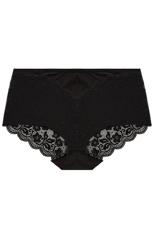 Curve Black Lace Back High Waisted Knickers 4