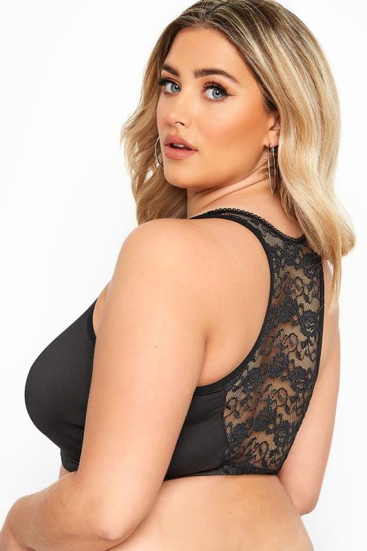 Black Padded Non-Wired Front Fastening Bra | Yours Clothing 2